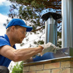 Red Bank chimney service professional working on a chimney cap